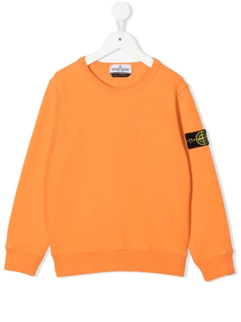 Stone Island Junior logo-patch crew neck sweatshirt