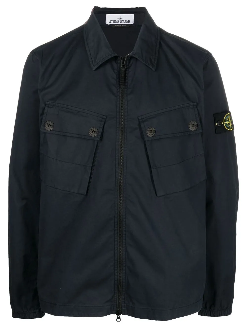 

Stone Island Compass-patch zip-up shirt - Blue