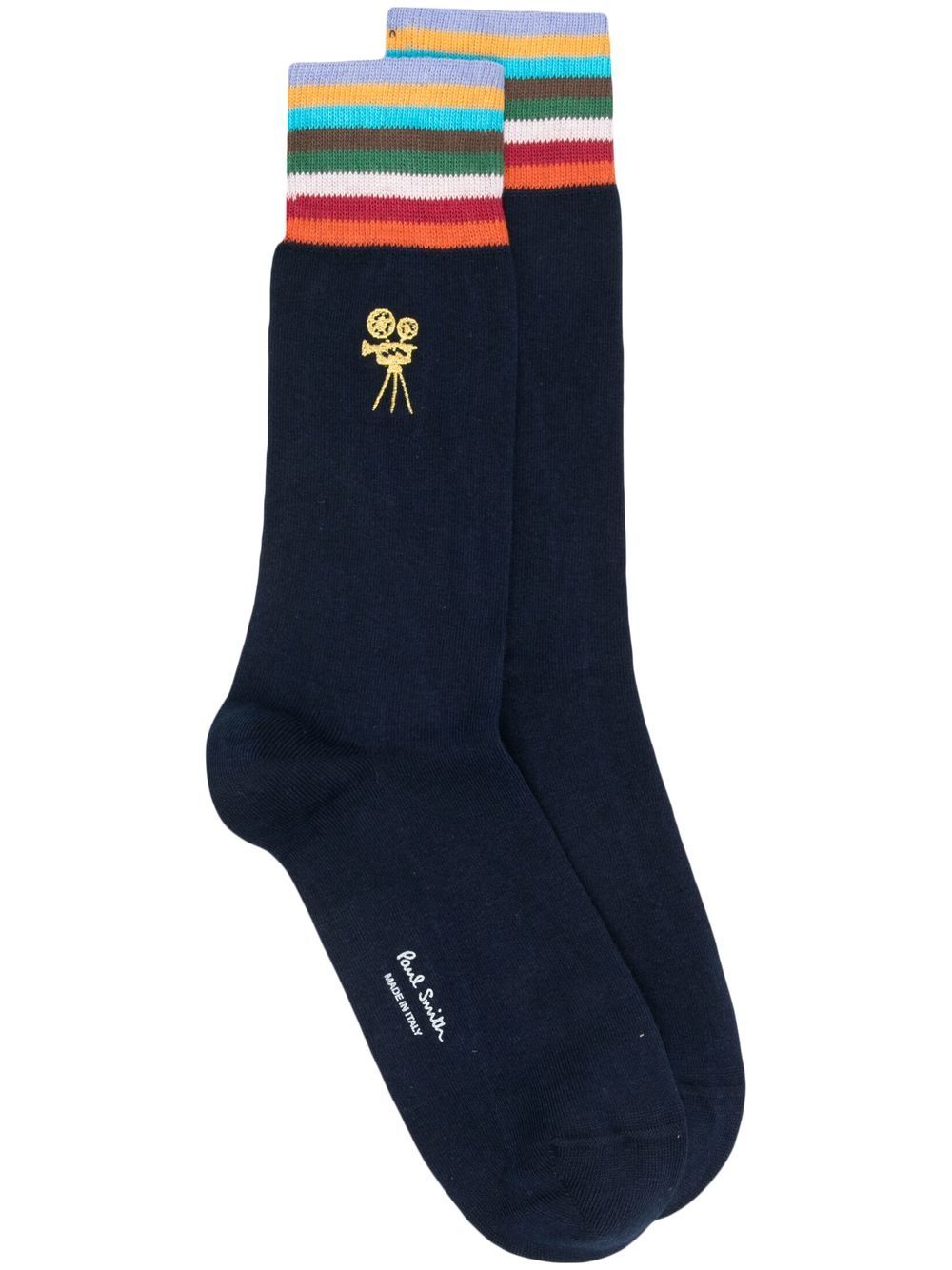 

Paul Smith striped camera-embroidered socks - Blue