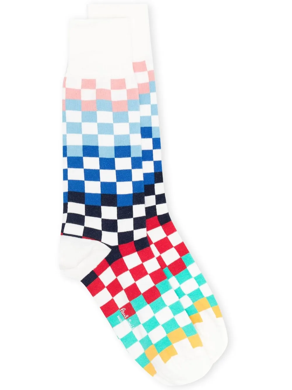 

Paul Smith colour-block checkerboard-print socks - White