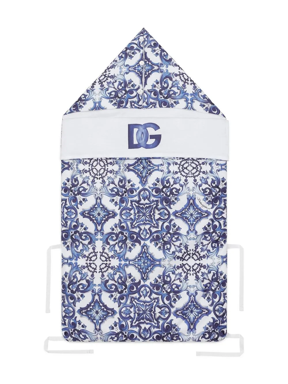 

Dolce & Gabbana Kids nido capitonado con estampado Mayólica - Azul