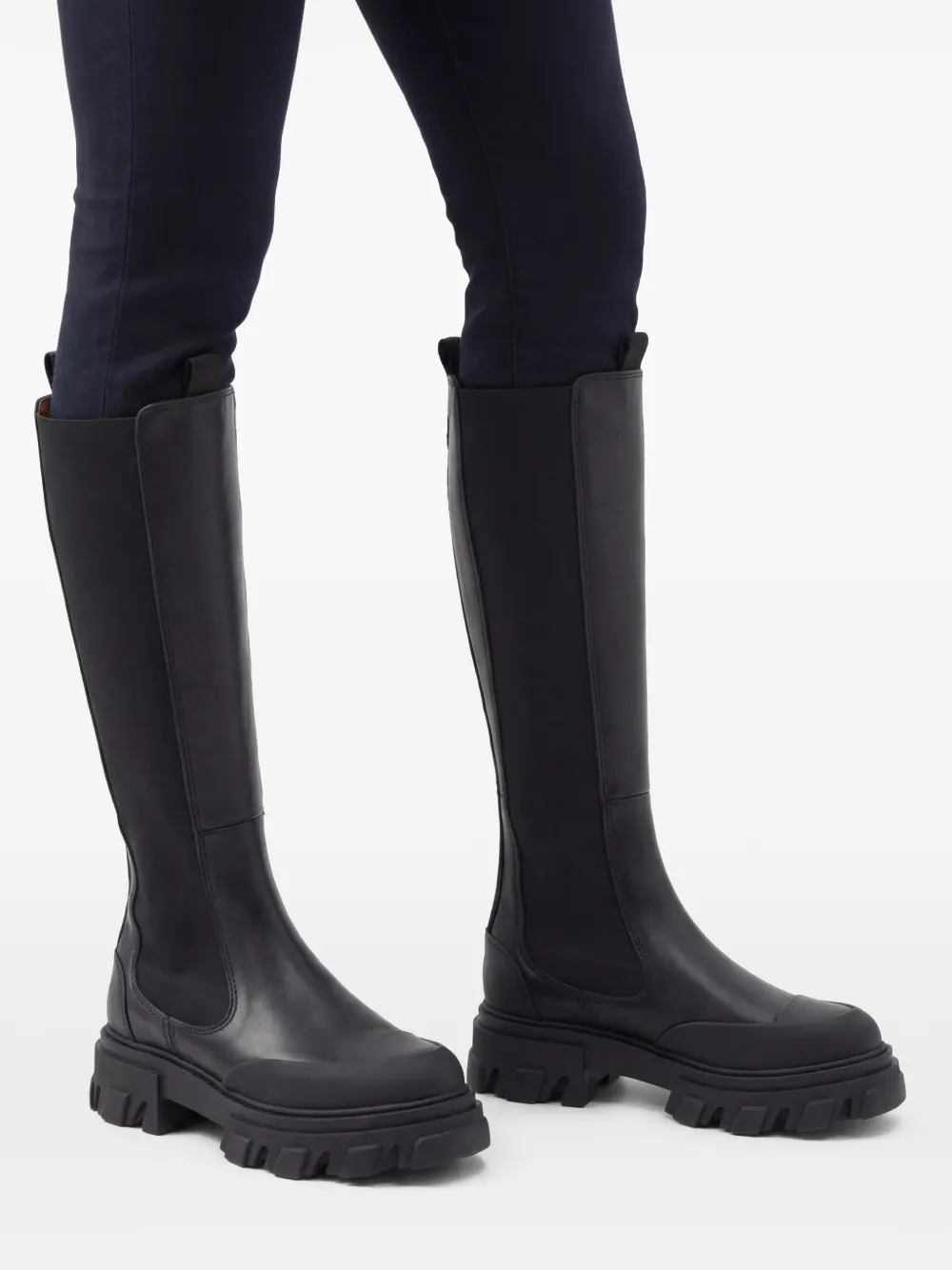  Ganni Kniehohe Chelsea Boots   Schwarz 