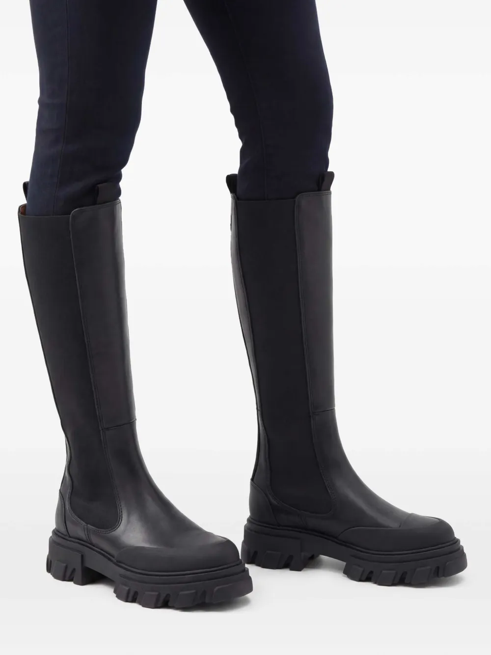 GANNI Knee-high Chelsea Boots in Black, view 2