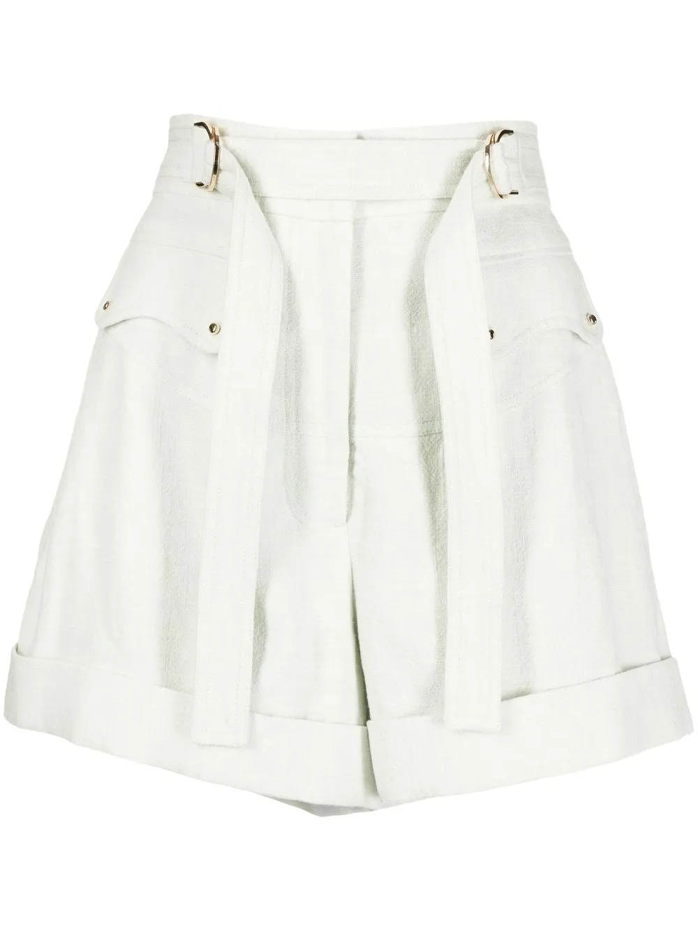 

Acler belted high-waisted shorts - Green