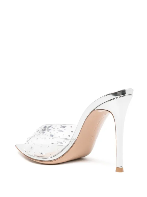 極美品 Gianvito Rossi ハイヒール メッシュ クリスタル Gianvito Rossi crystal-embellished Transparent Mules | Silver