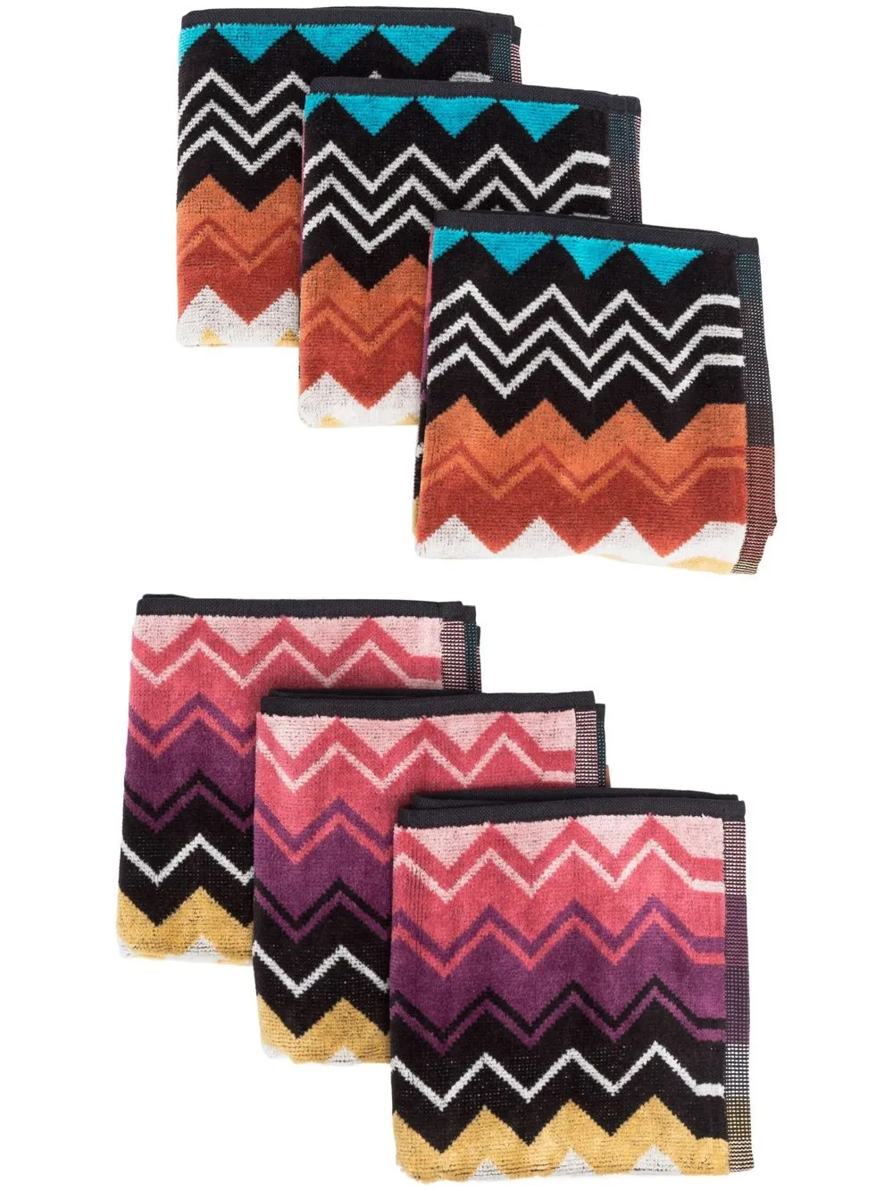 

Missoni Home zig-zag- print face towels - Multicolour