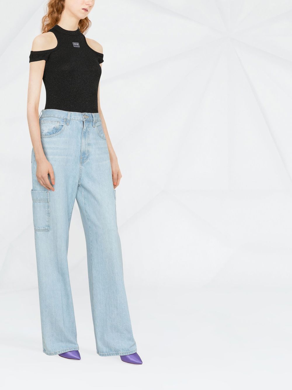 Versace Jeans Couture Top met logopatch - Zwart