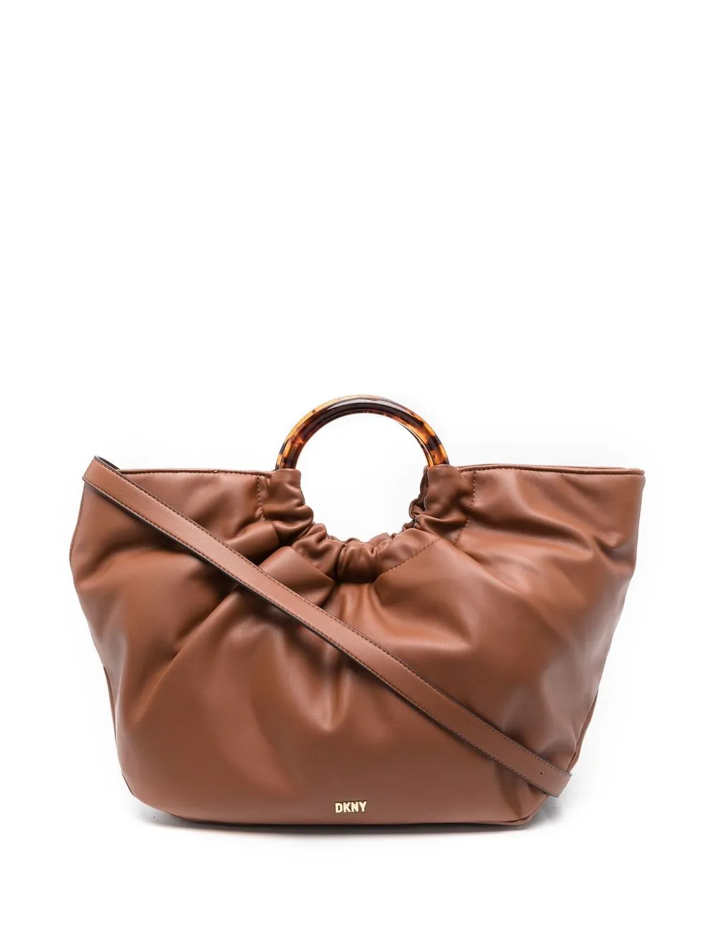 

DKNY tote con asa fruncida - Marrón