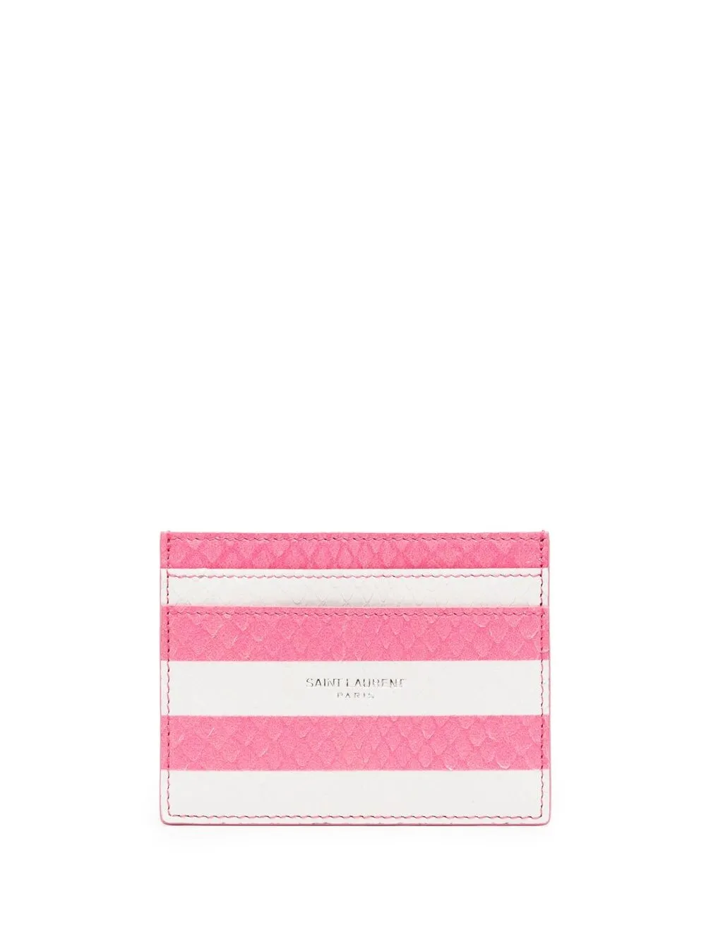 

Saint Laurent striped snakeskin-effect cardholder - Pink