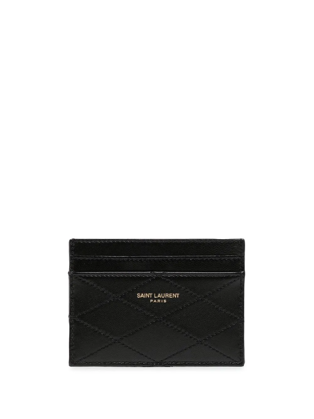 

Saint Laurent tarjetero con costuras estilo rombos - Negro