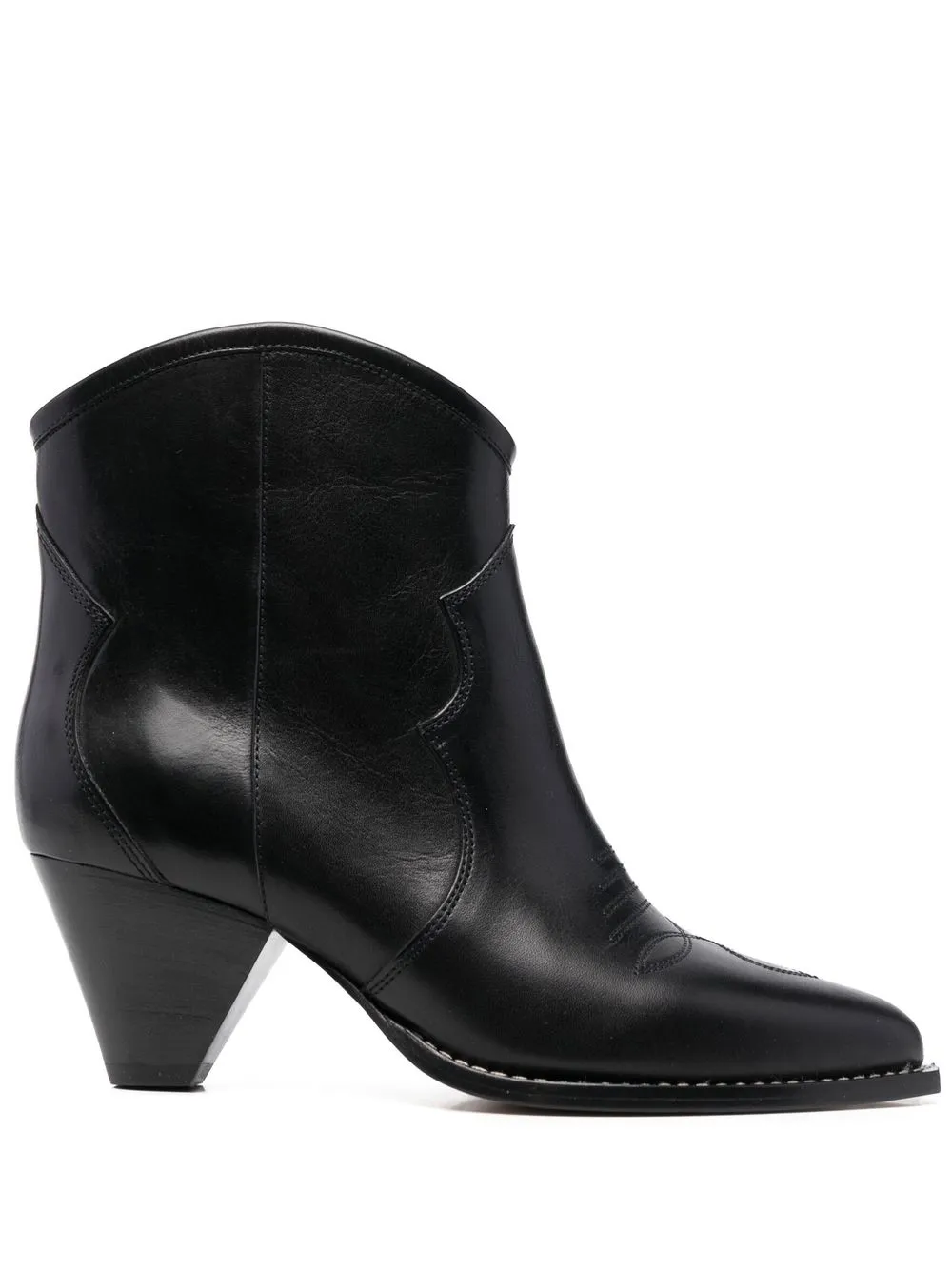 Isabel Marant Darizo Texan Ankle Boots In Black Leather In Black