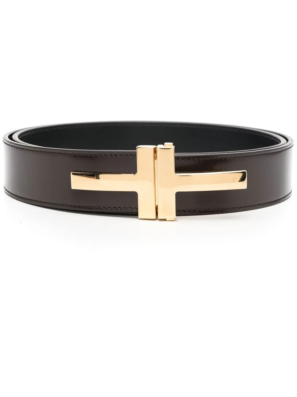 

TOM FORD cinturón con hebilla del logo T - Marrón