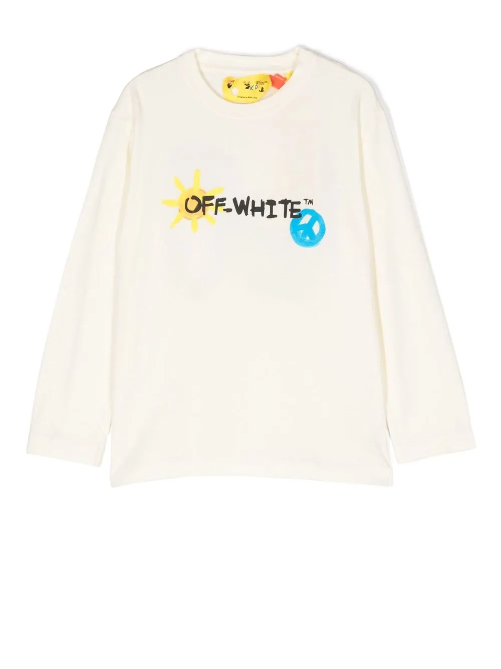 

Off-White Kids playera manga larga con logo estampado - Neutro
