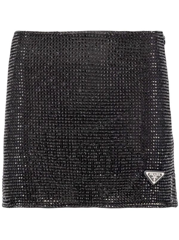 Prada rhinestone-embellished Mesh Miniskirt - Farfetch