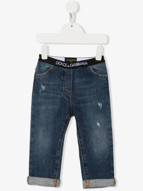 Dolce & Gabbana Kids logo-waistband detail jeans