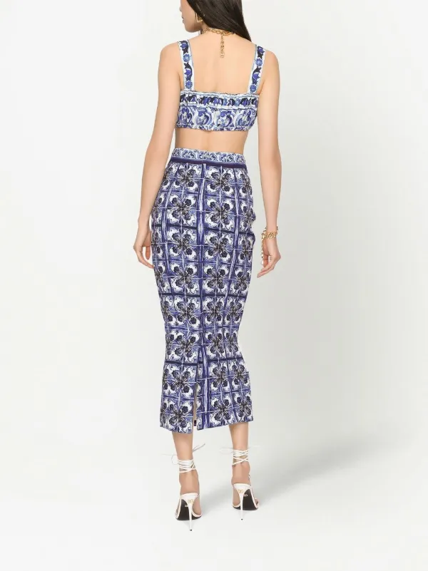 Dolce & Gabbana Majolica-print Pencil Skirt | Blue | FARFETCH