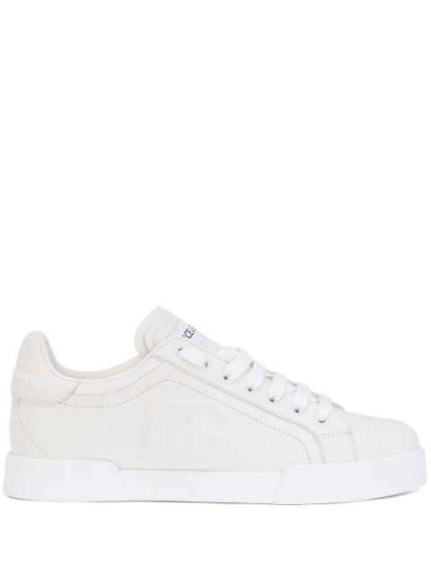 Dolce & Gabbana Portofino logo-embossed leather sneakers Women