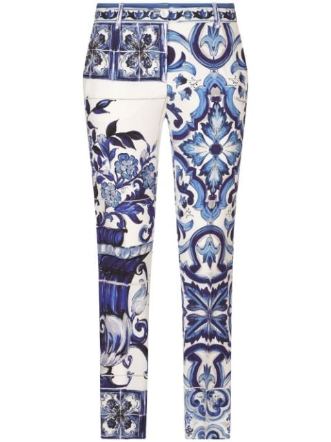 Dolce & Gabbana pantalon de tailleur à imprimé Maiolica