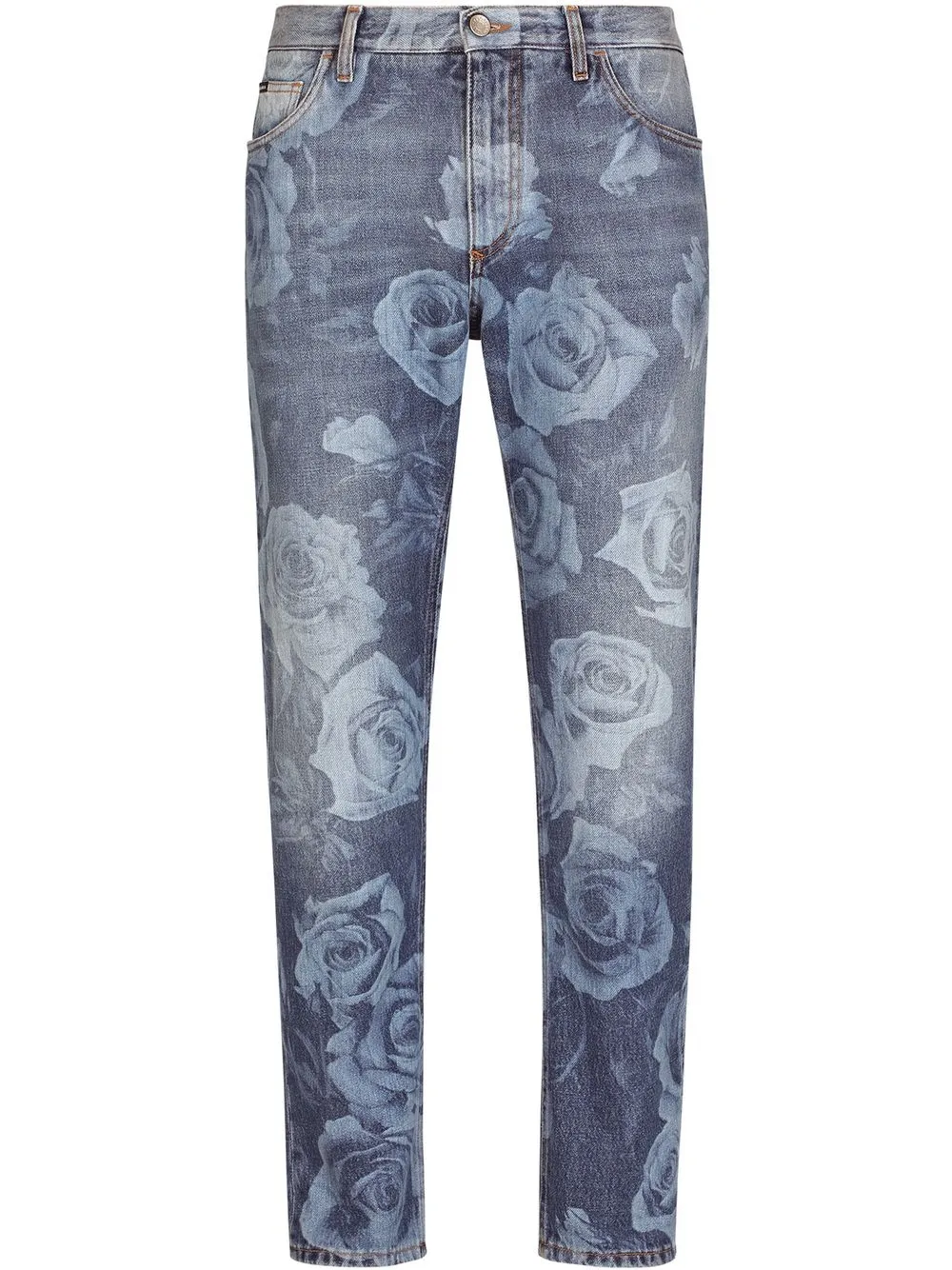 

Dolce & Gabbana rose-print slim-fit jeans - Blue