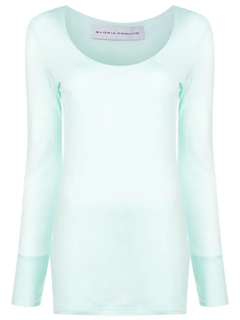 Gloria Coelho scoop-neck long-sleeve top