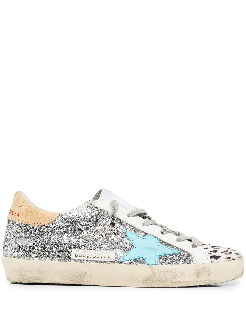 

Golden Goose tenis bajos con paneles y glitter - Plateado