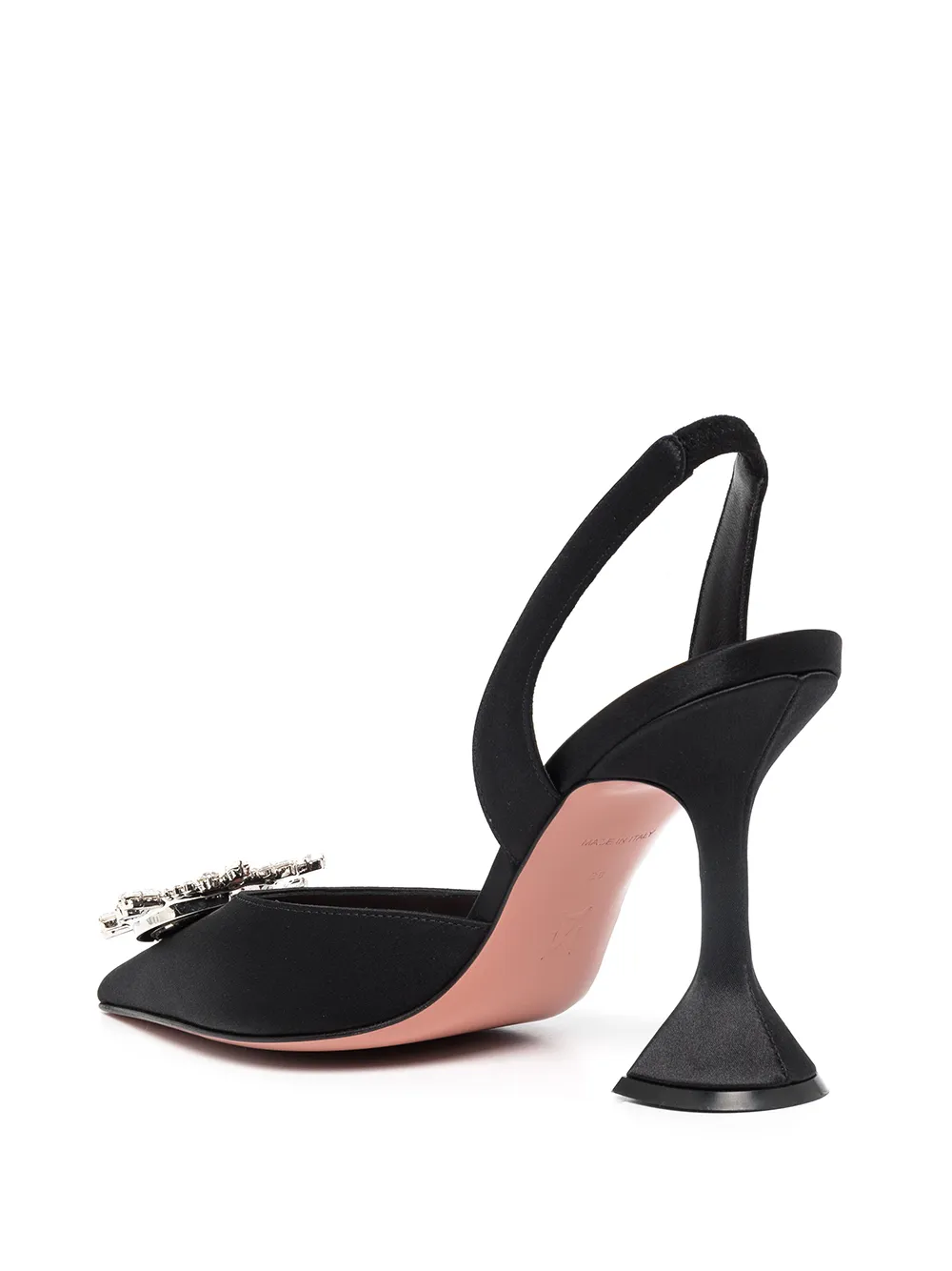 Shop Amina Muaddi Begum Crystal-buckle Slingback Pumps In Schwarz