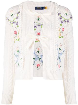 Polo Ralph Lauren floral-embroidered cable-knit Cardigan - Farfetch