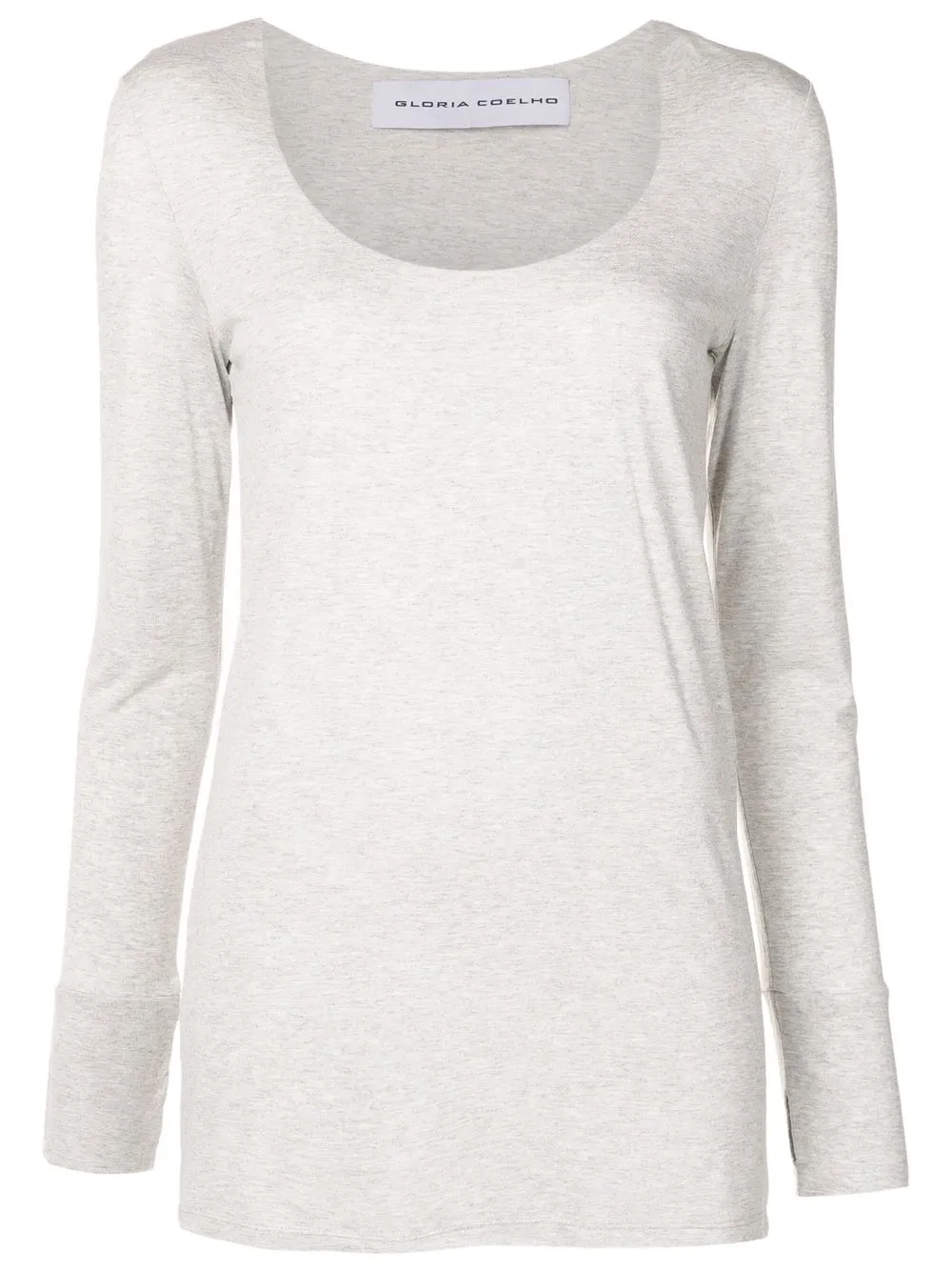 Gloria Coelho Scoop-neck Long-sleeve Top In Grey