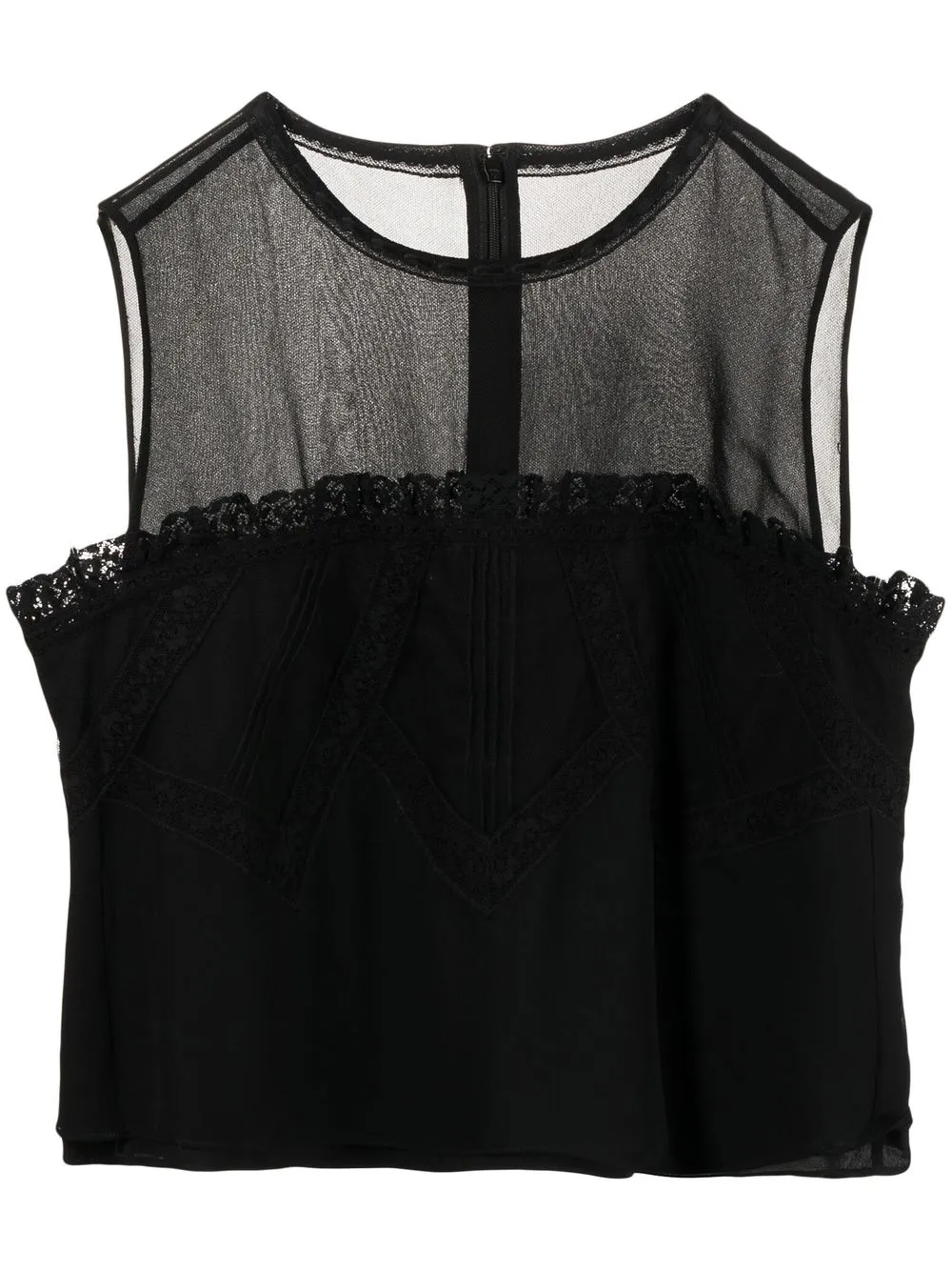 

SHIATZY CHEN blusa de encaje con detalle de volantes - Negro