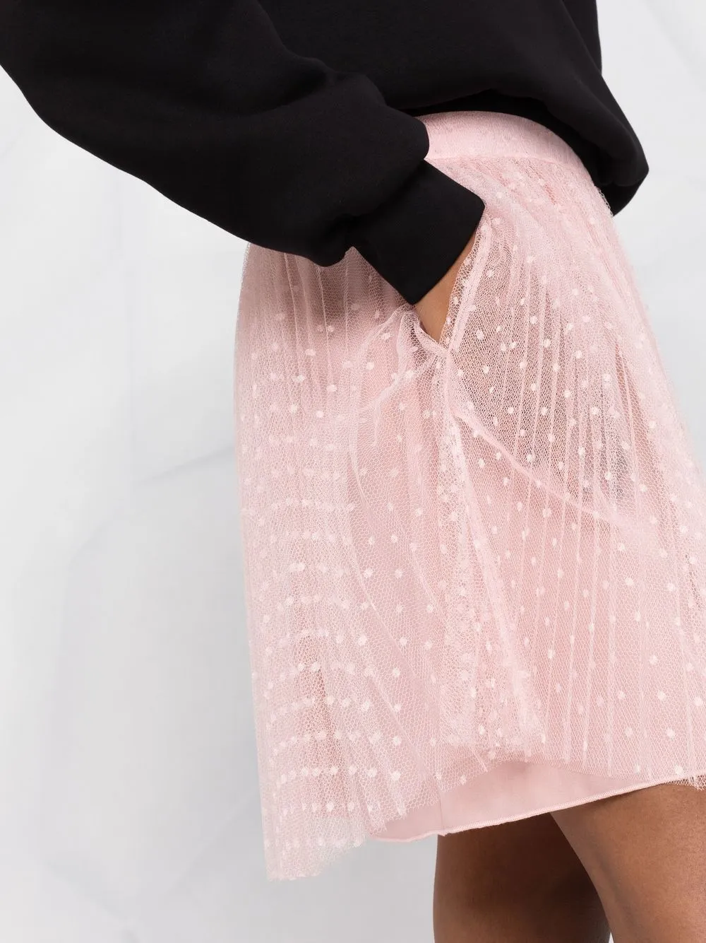  Red Valentino Point D'esprit Tulle Pleated Miniskirt - Pink 