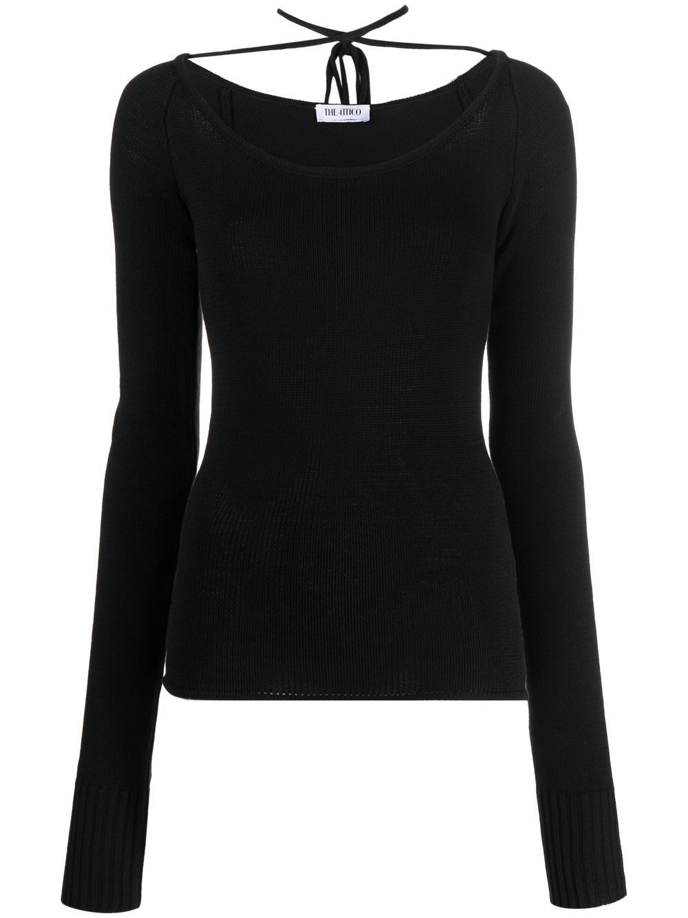 The Attico strap-detail knitted top - Black