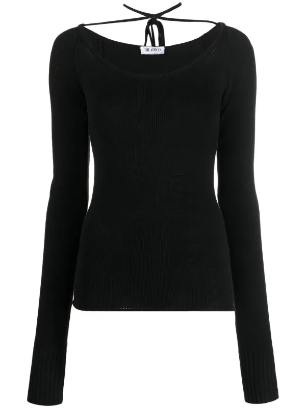 The Attico Strap-detail Knitted Top in Black