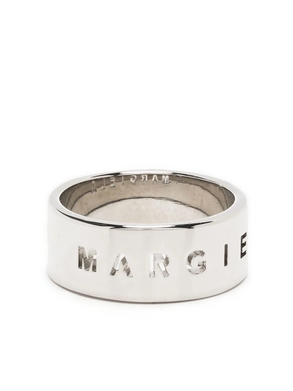 

MM6 Maison Margiela anillo con logo y aberturas - Plateado