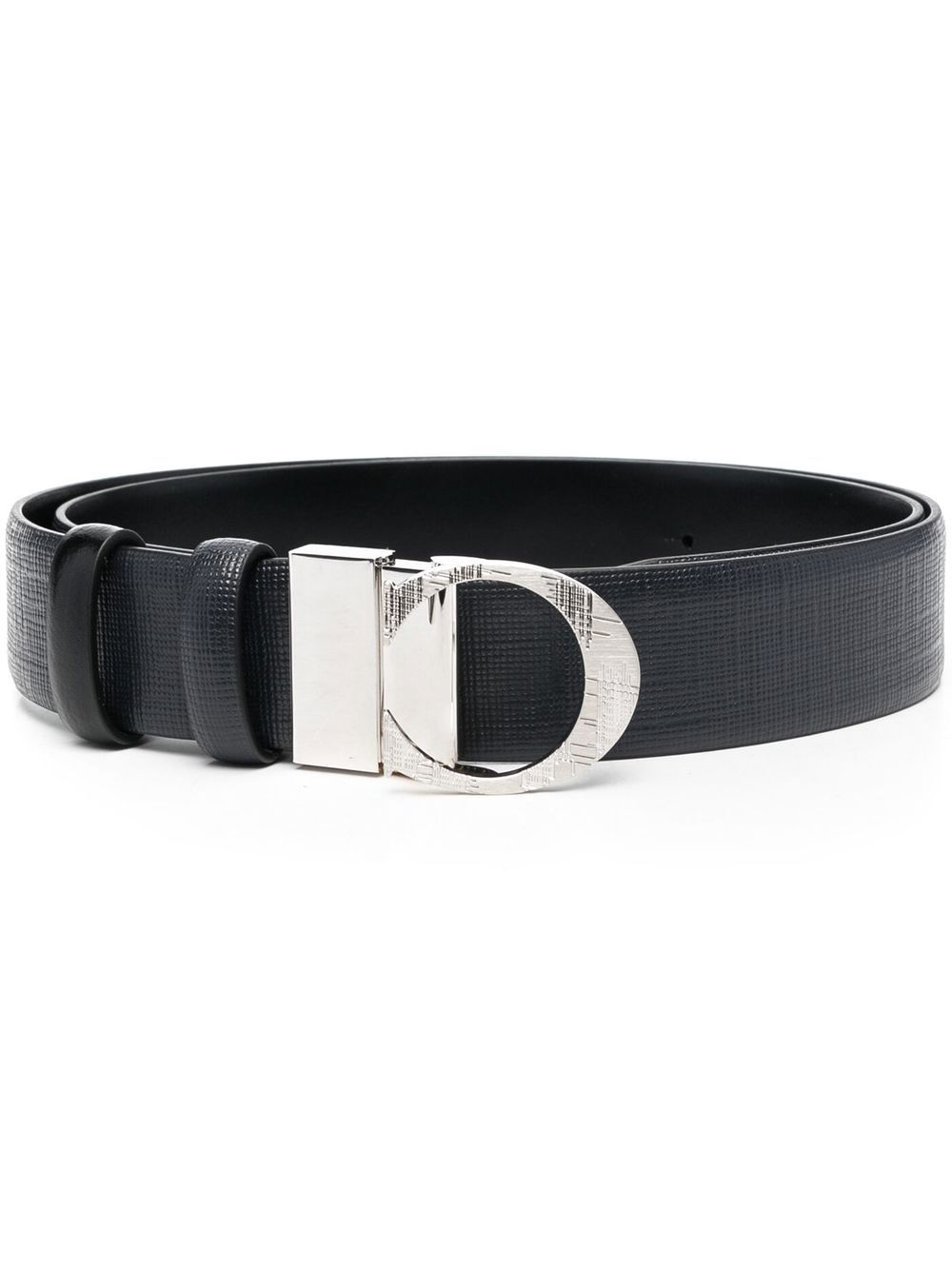 

Canali saffiano-texture leather belt - Blue