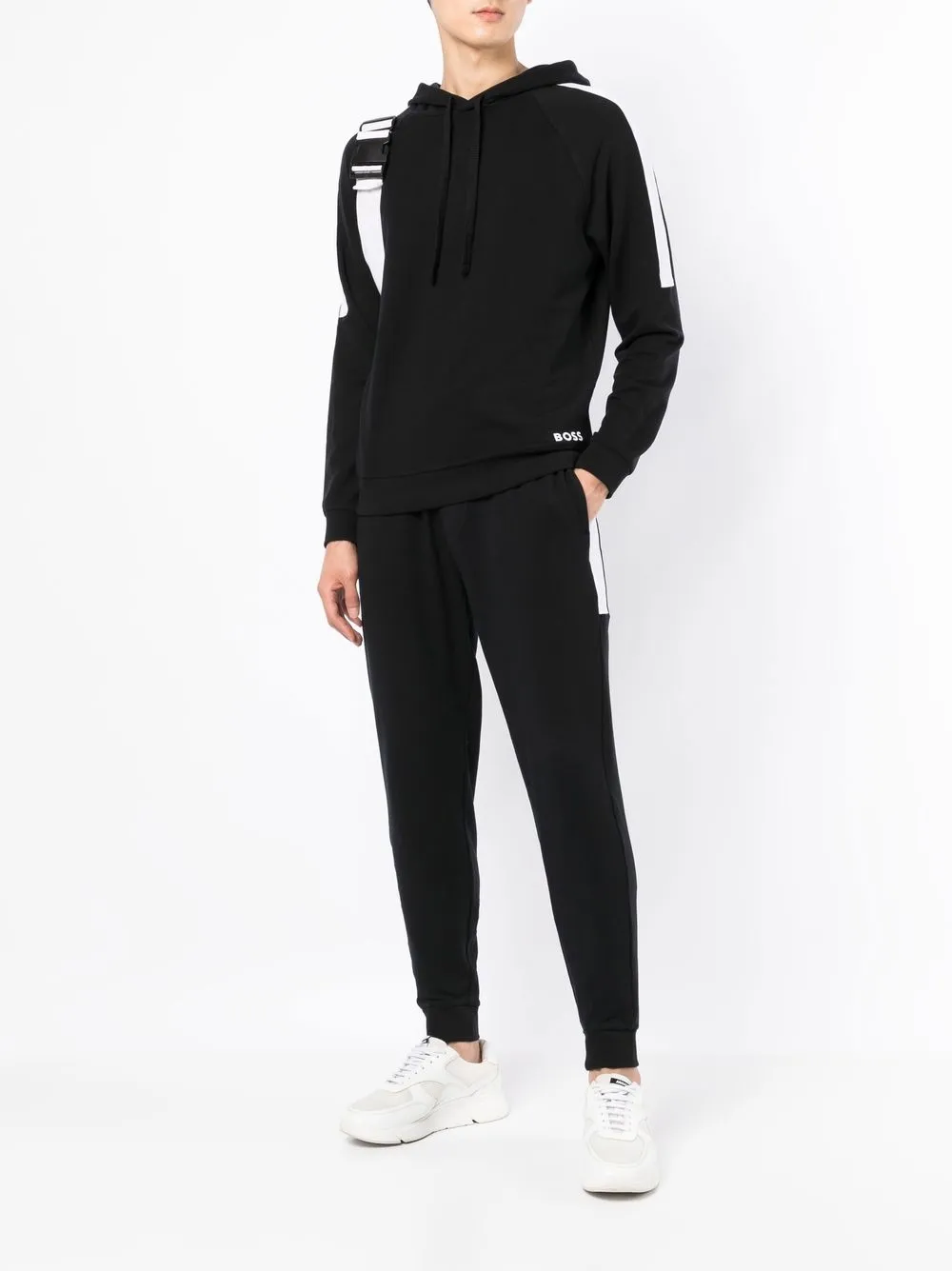 BOSS Hoodie met logoprint - Zwart