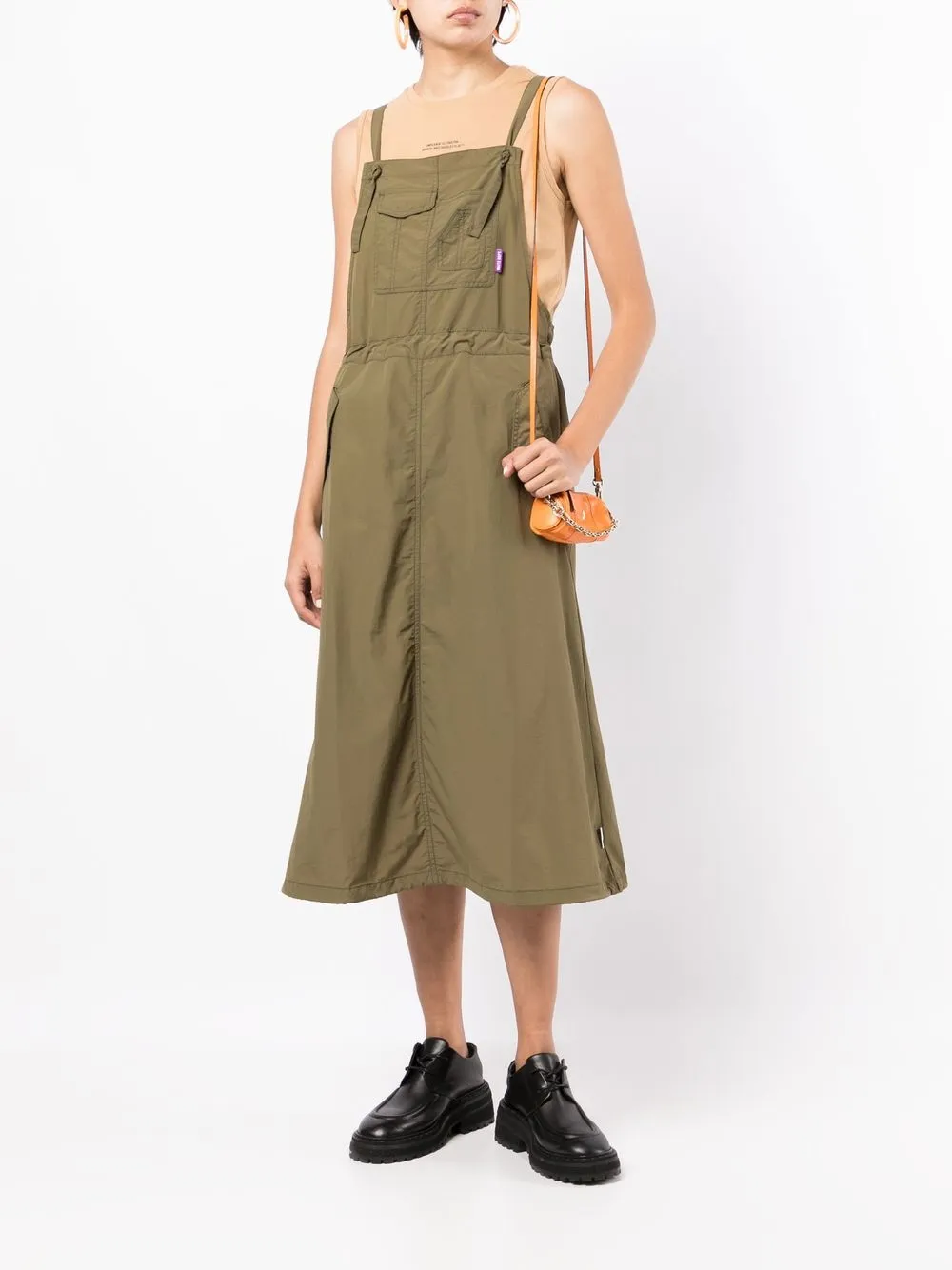 CHOCOOLATE embroidered-logo Dungaree Midi Skirt - Farfetch
