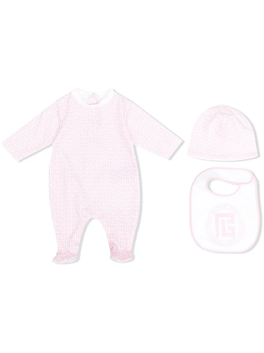 

Balmain Kids set de mameluco con monograma - Rosado