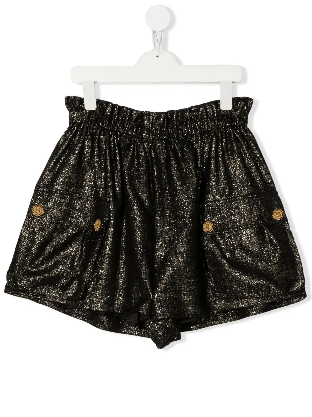 

Balmain Kids shorts metalizados con tiro alto - Negro