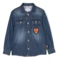 Roberto Cavalli Junior logo-patch denim shirt - Blue