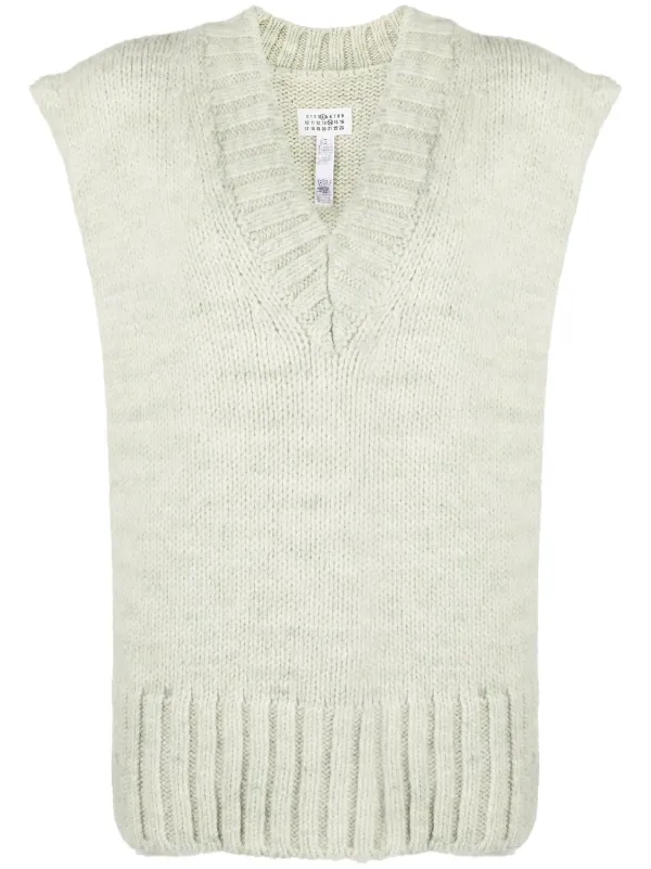 Maison Margiela Slit Knitted V-neck Vest - Farfetch