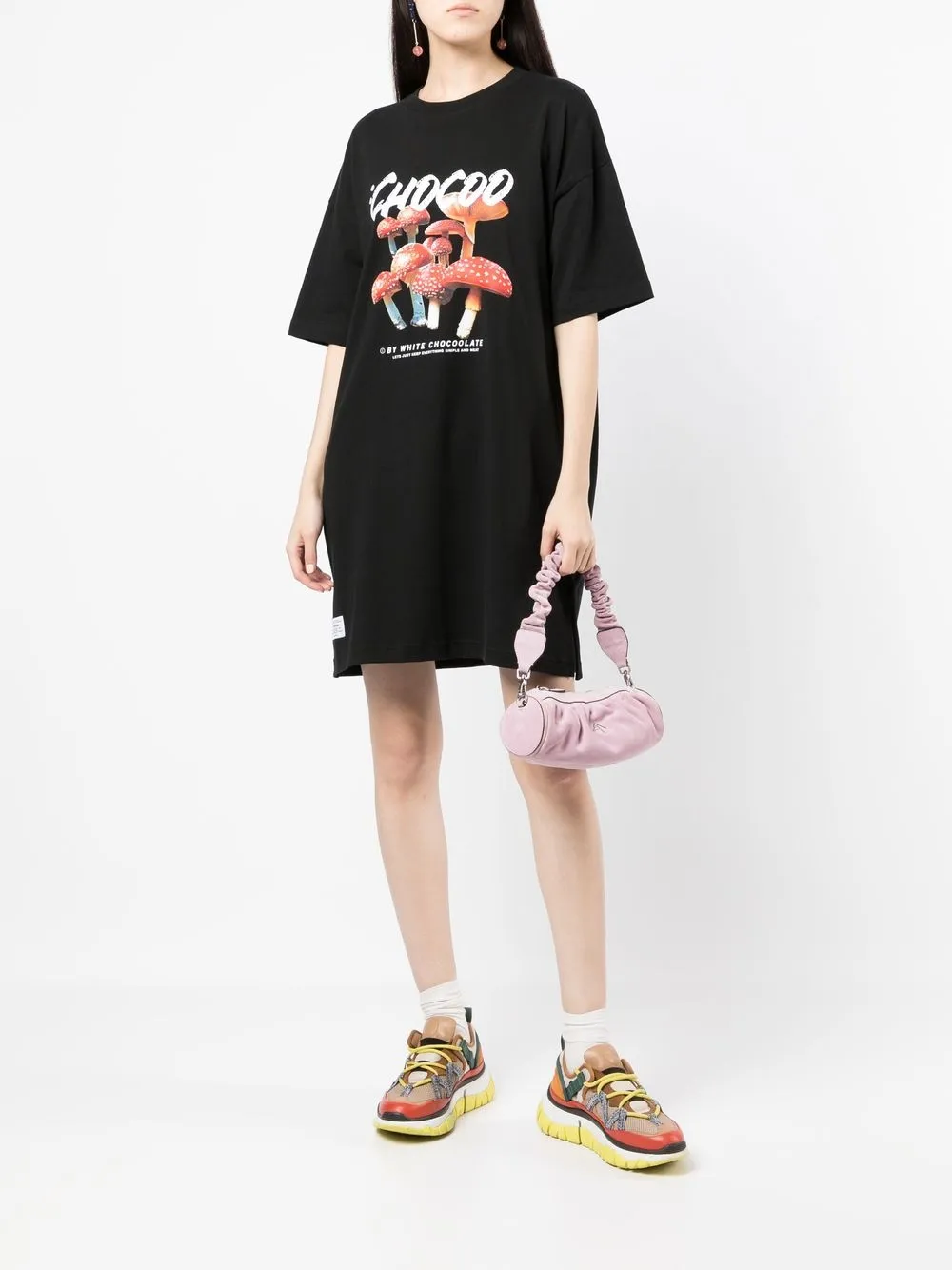 CHOCOOLATE T-shirtjurk met logoprint - Zwart