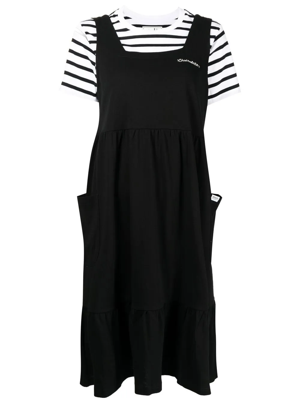 

CHOCOOLATE vestido midi a rayas - Negro