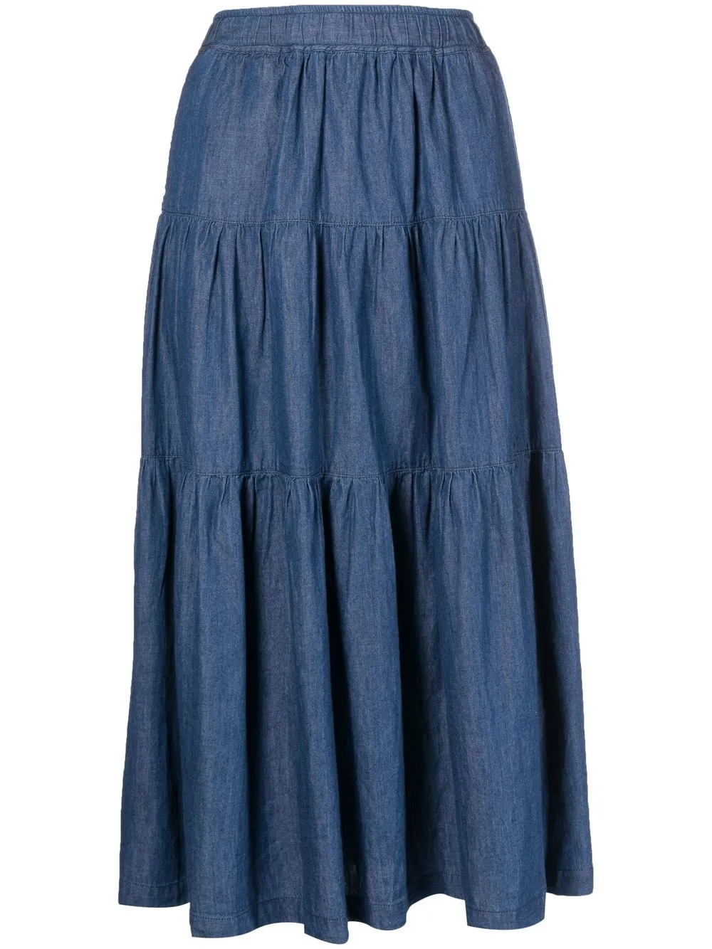 CHOCOOLATE falda midi de mezclilla con capas escalonadas - Azul