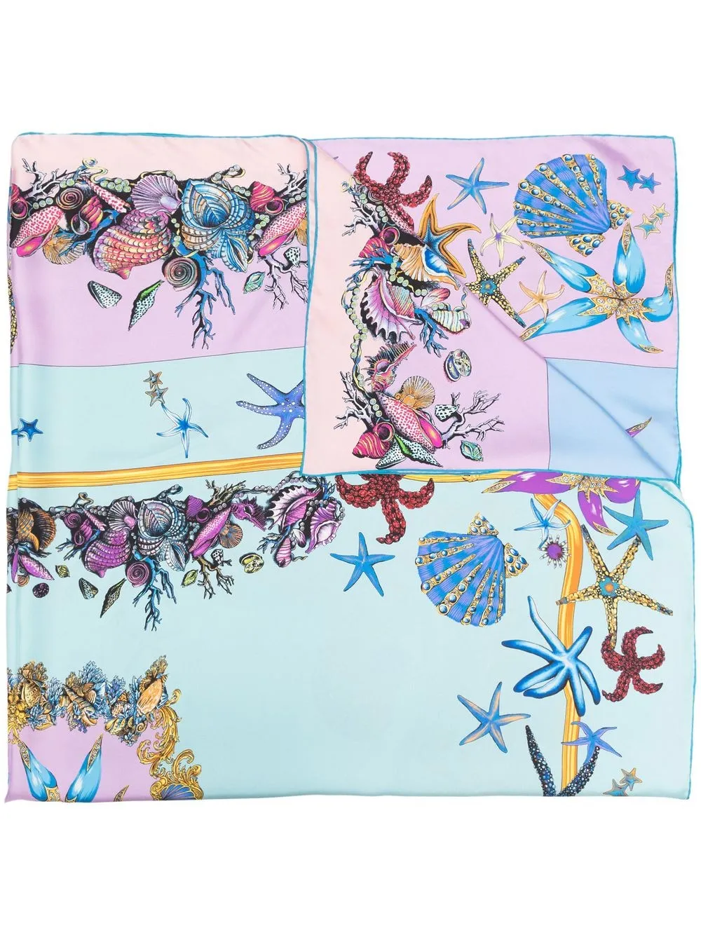 

Versace mascada con estrellas de mar estampadas - Azul