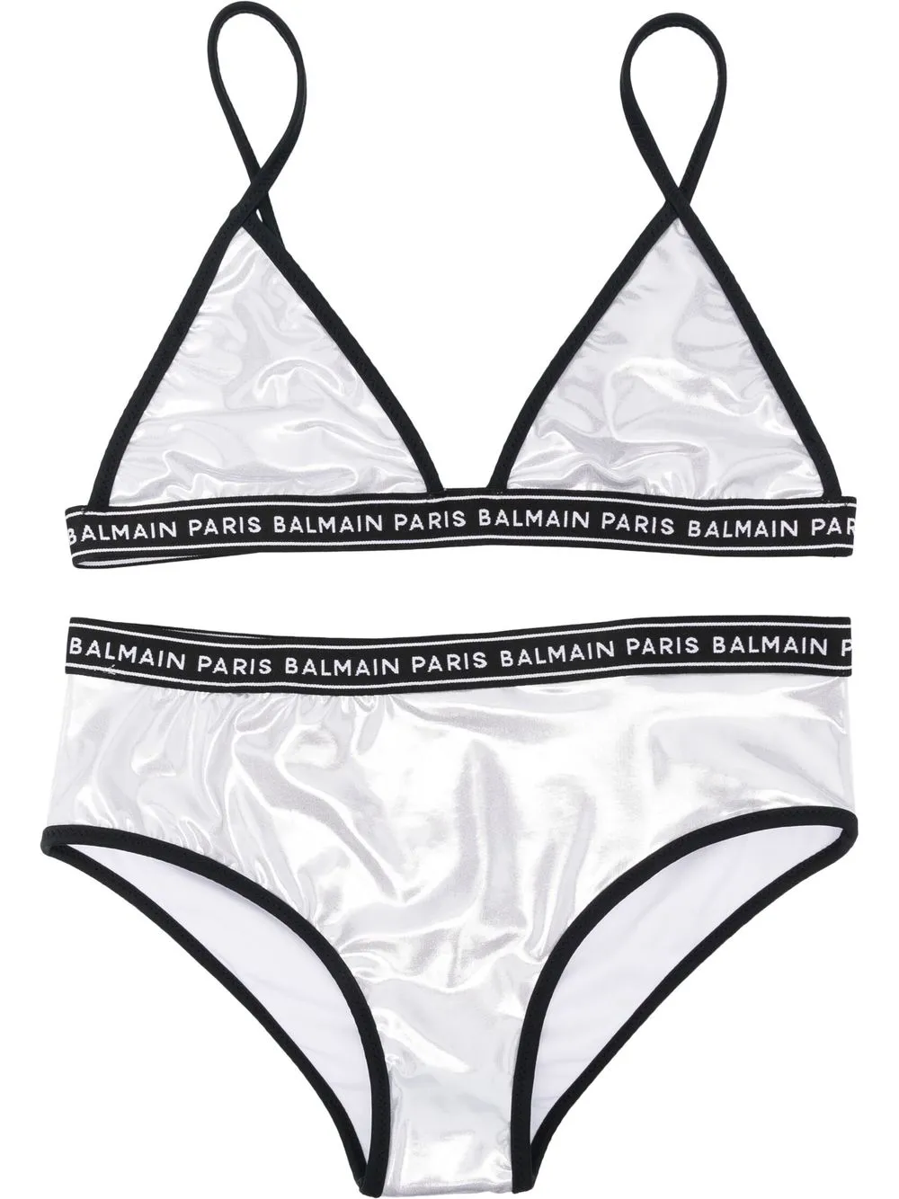 

Balmain Kids bikini de triángulo con logo - Gris