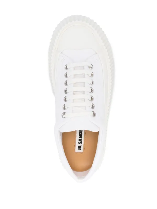 【JIL SANDER】スニーカー（WHITE、size42） Jil Sander round-toe lace-up Sneakers | White | FARFETCH IN
