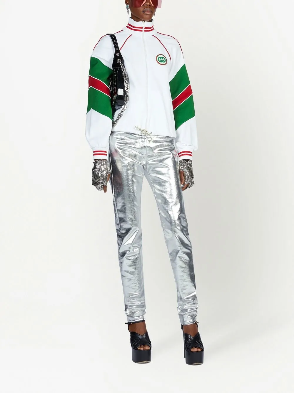 Imagen 2 de Gucci pantalones rectos con acabado metalizado