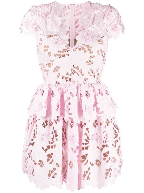 Self Portrait Floral Lace Embroidered Mini Dress Pink FARFETCH AE