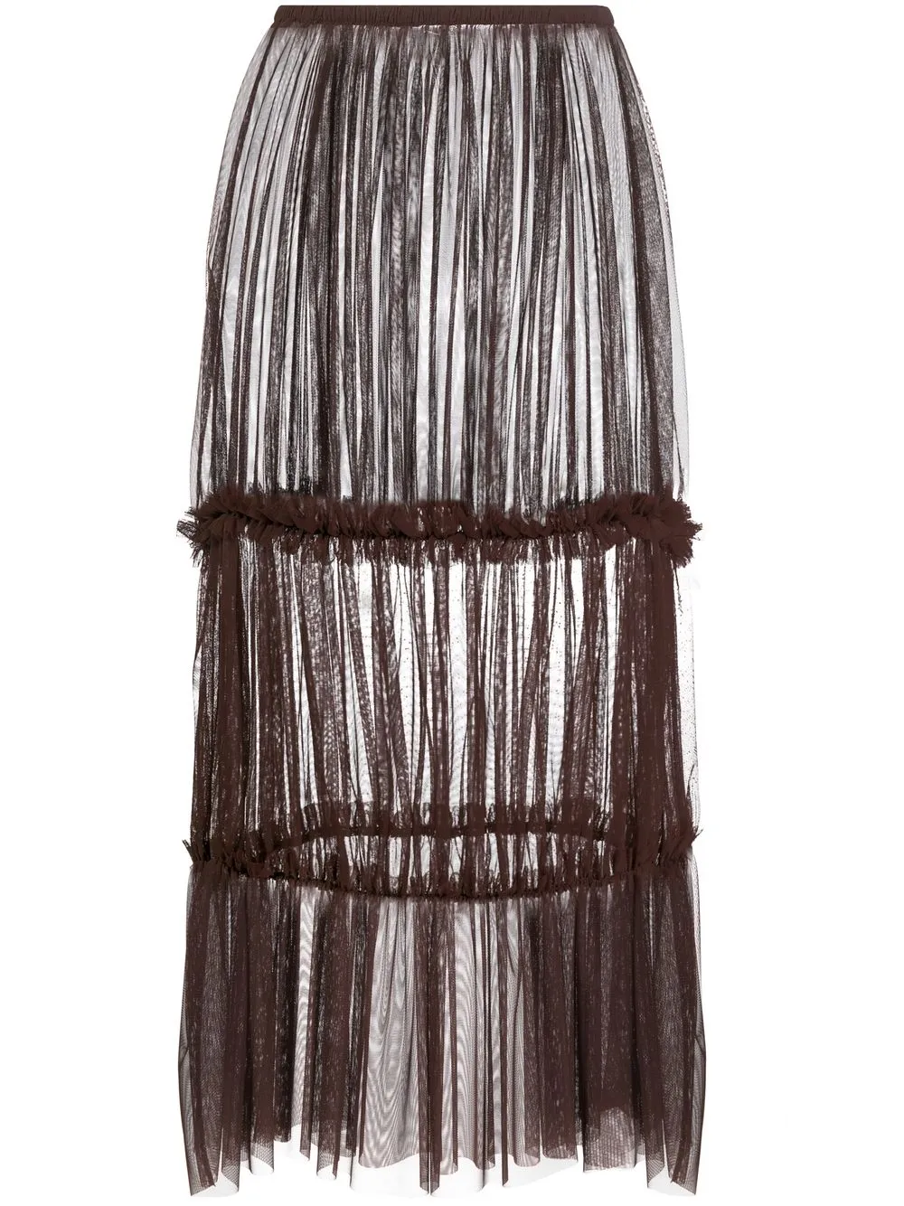 

MM6 Maison Margiela plissé tulle tiered skirt - Brown