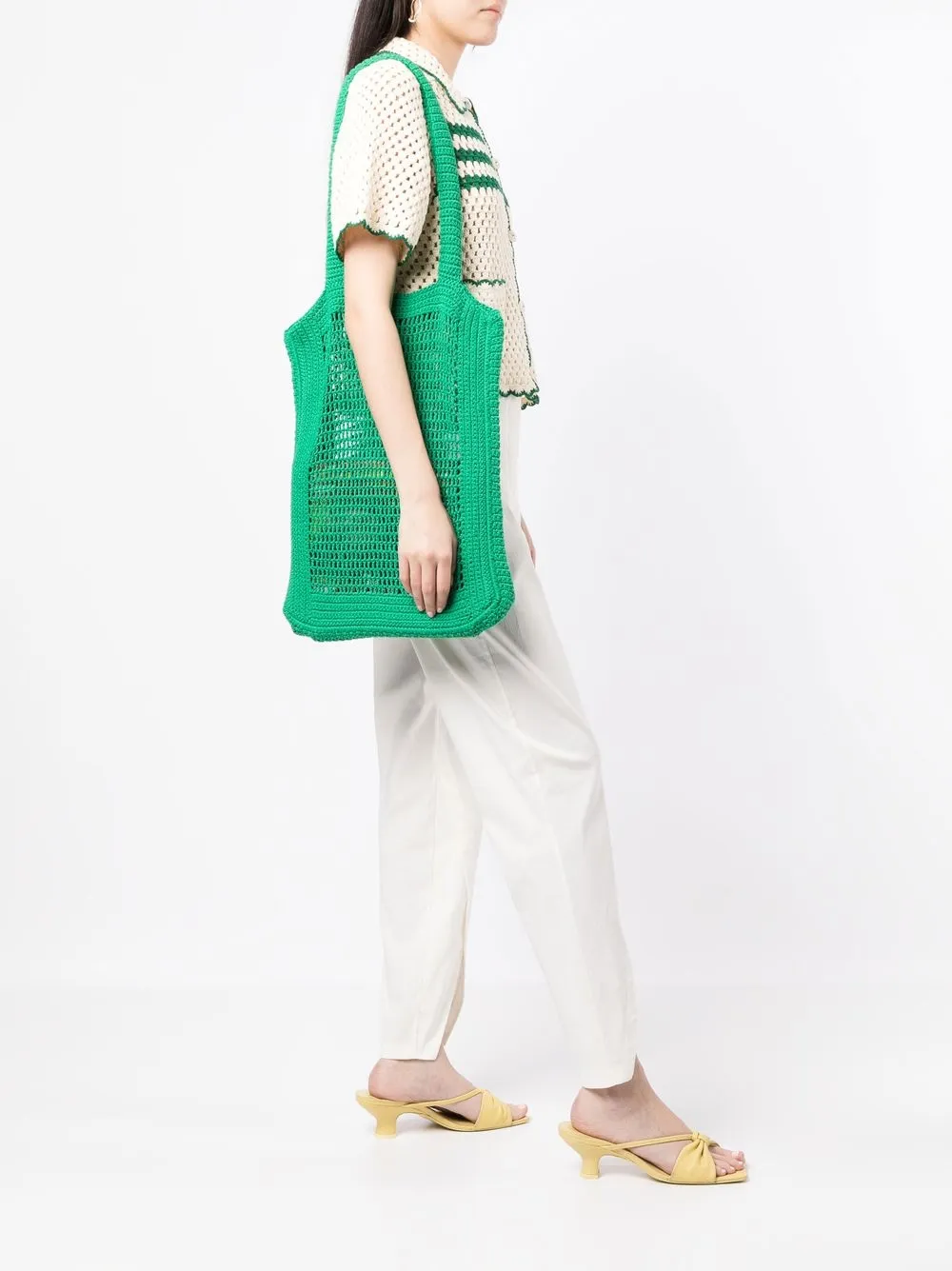 Faithfull the Brand Gehaakte shopper Groen